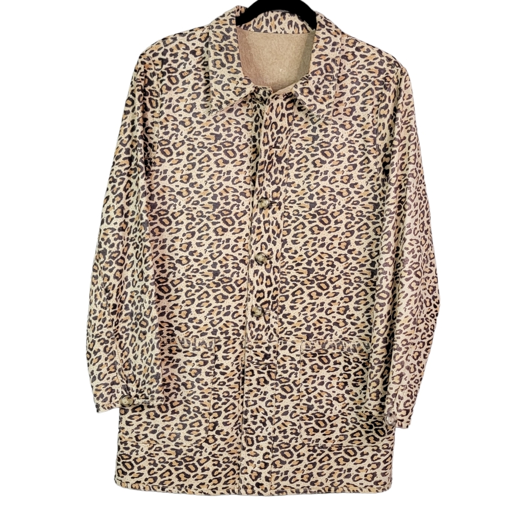 Atelier by B. Thomas Reversable Leather Animal Cheetah Print Fashion Jacket S